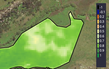 escala de colores del índice de vegetación NDVI