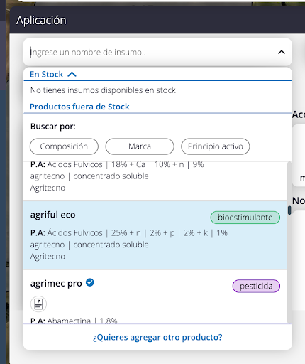 Registro de Insumos - Auravant